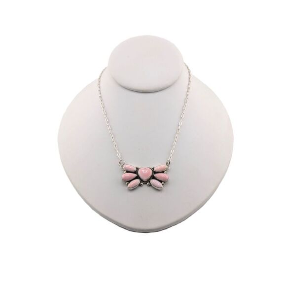 Native American Heart Cluster Pink Conch Shell‎ Pendant Chain Necklace Jewelry** - Picture 5 of 10